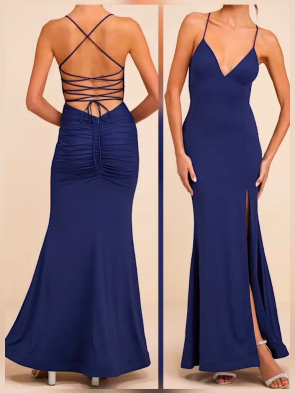 Lulus Ronelle Dark Blue Slinky Knit Lace-Up Maxi Dress - Size Small - NWT!